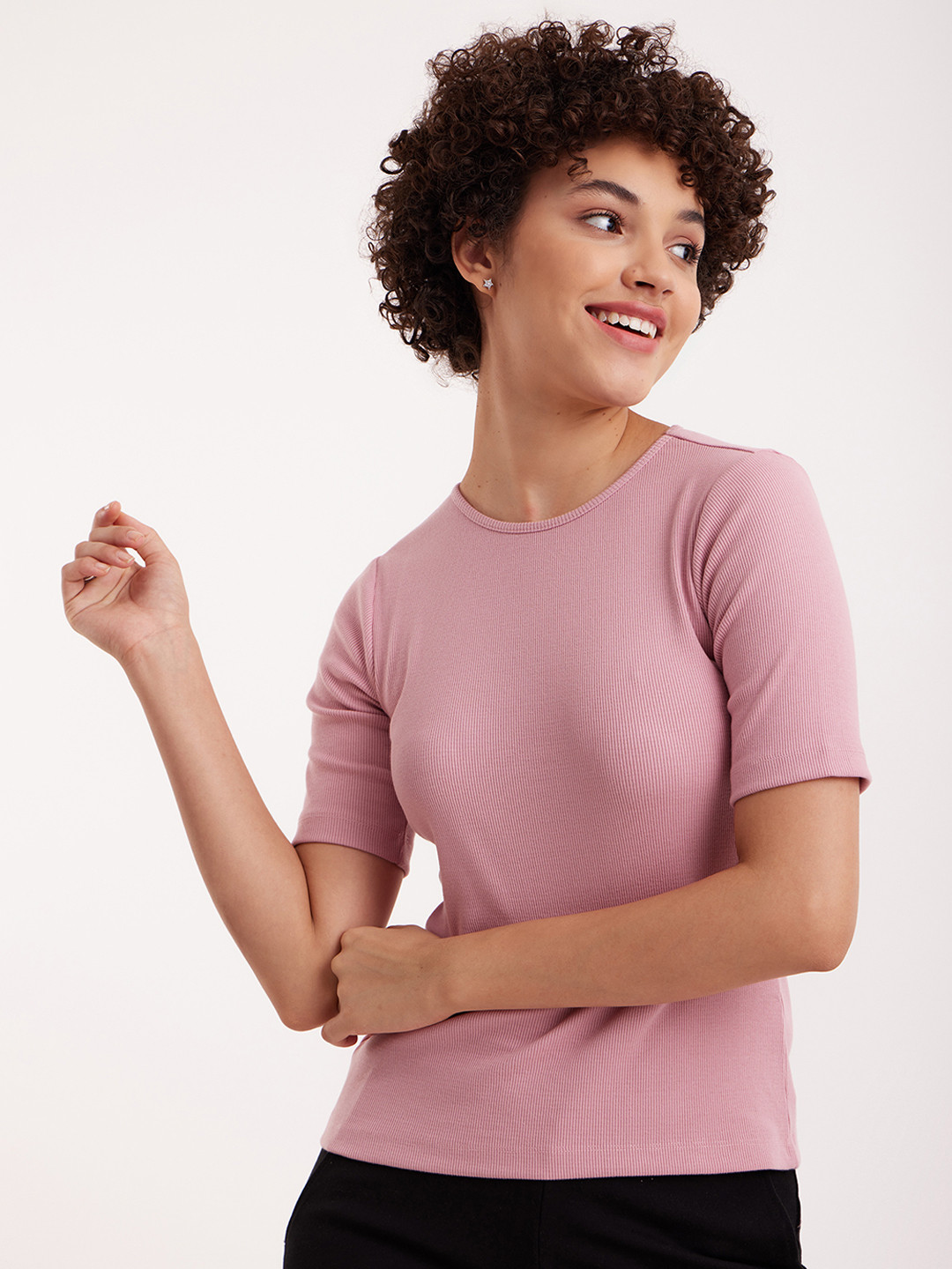 

FableStreet Women Pink Pure Cotton T-shirt