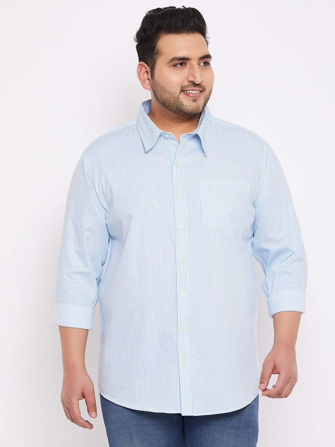 

bigbanana Men Blue Plus Size Comfort Striped Casual Shirt