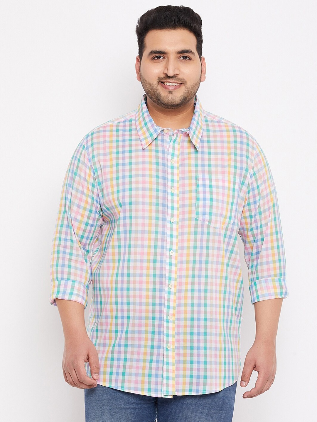 

bigbanana Men Multicoloured Plus Size Comfort Checked Casual Shirt, Multi
