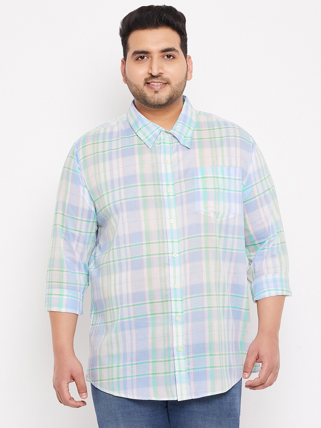 

bigbanana Men Plus Size Multicoloured Comfort Tartan Checks Checked Casual Shirt, Multi