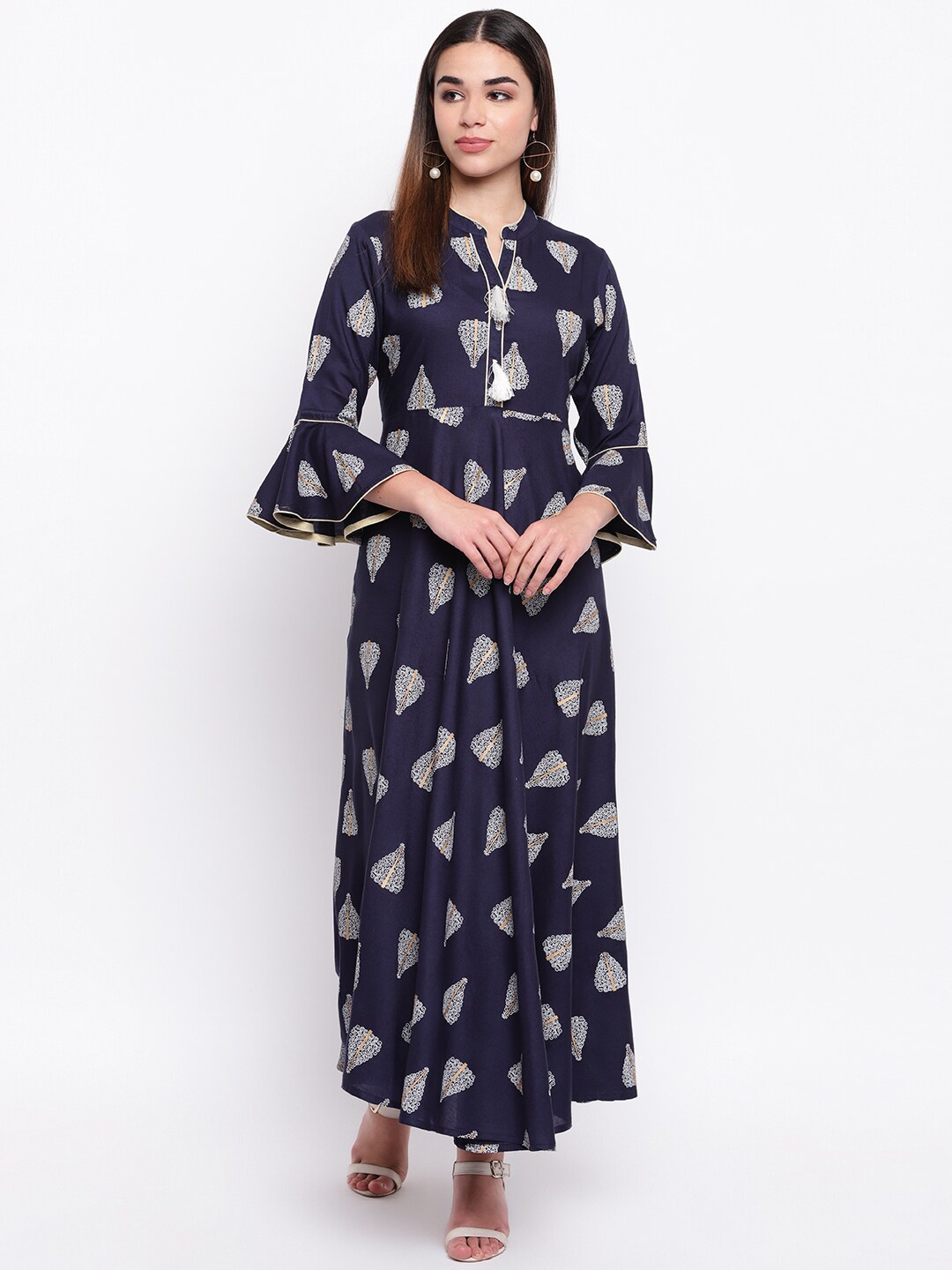 

Jaipur Morni Navy Blue Ethnic Maxi Dress