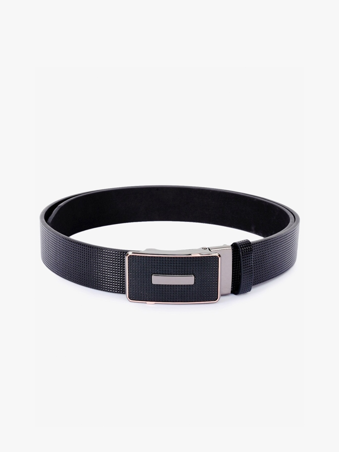 

BuckleUp Men Black Solid Leather Belt