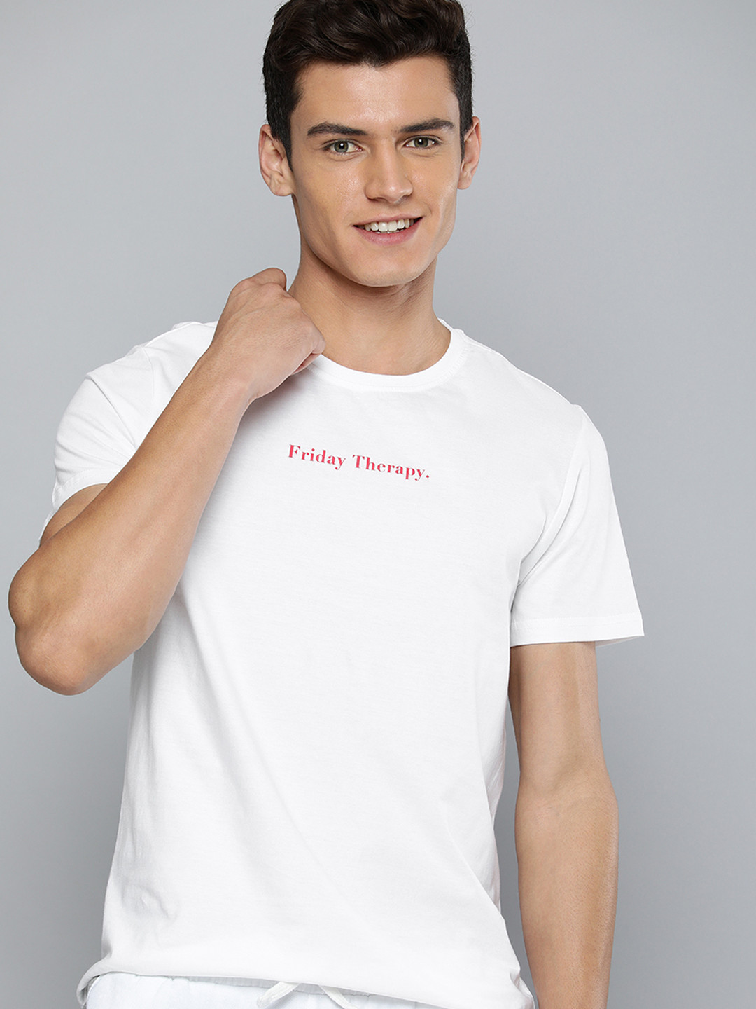 

M&H Easy Men White & Red Typography Printed Pure Cotton T-shirt