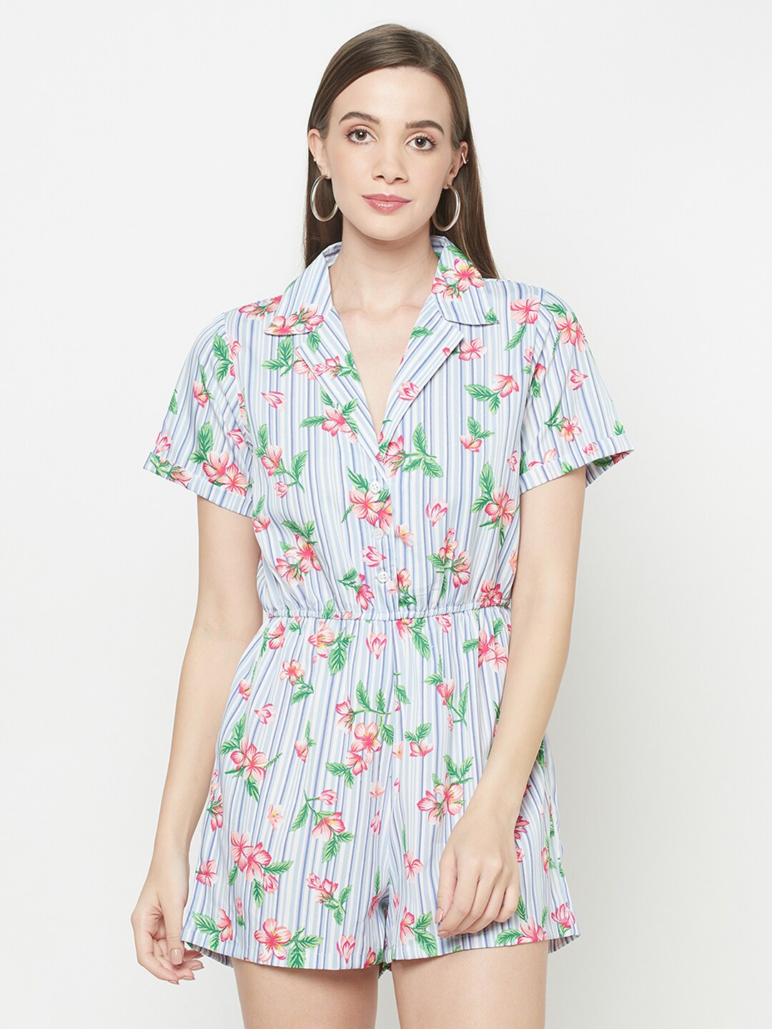 

WESTCLO Blue & Pink Printed Jumpsuit