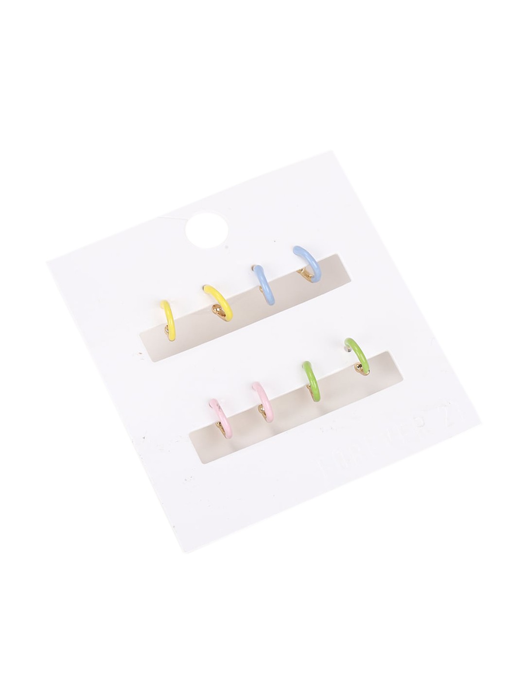 

FOREVER 21 Set of 4 Multicoloured Contemporary Hoop Earrings, Multi
