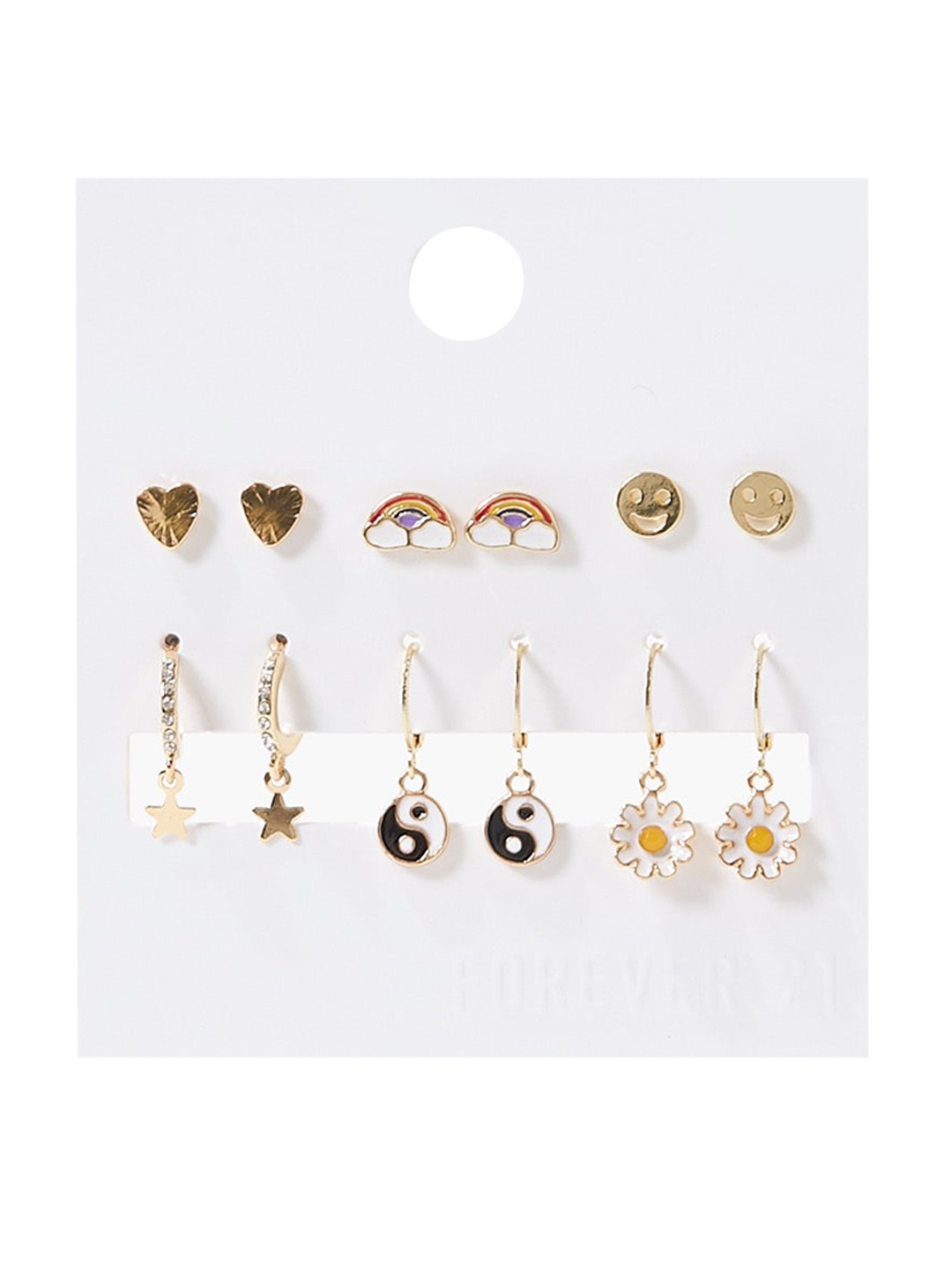 

FOREVER 21 Gold-Toned Set of 6 Pairs Contemporary Earrings