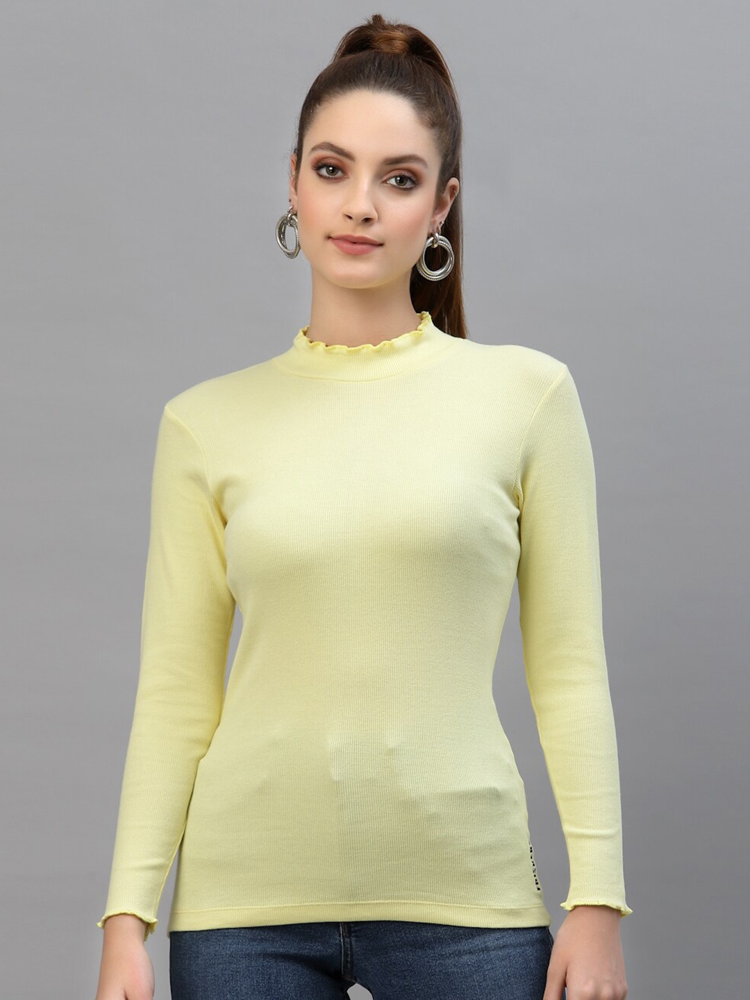 

Friskers Yellow Cotton Rib Top