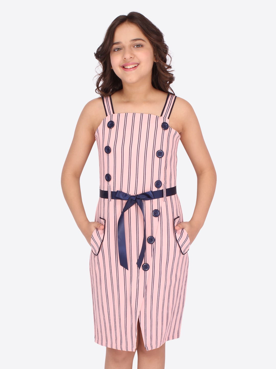 

CUTECUMBER Girls Pink Striped Sheath Dress