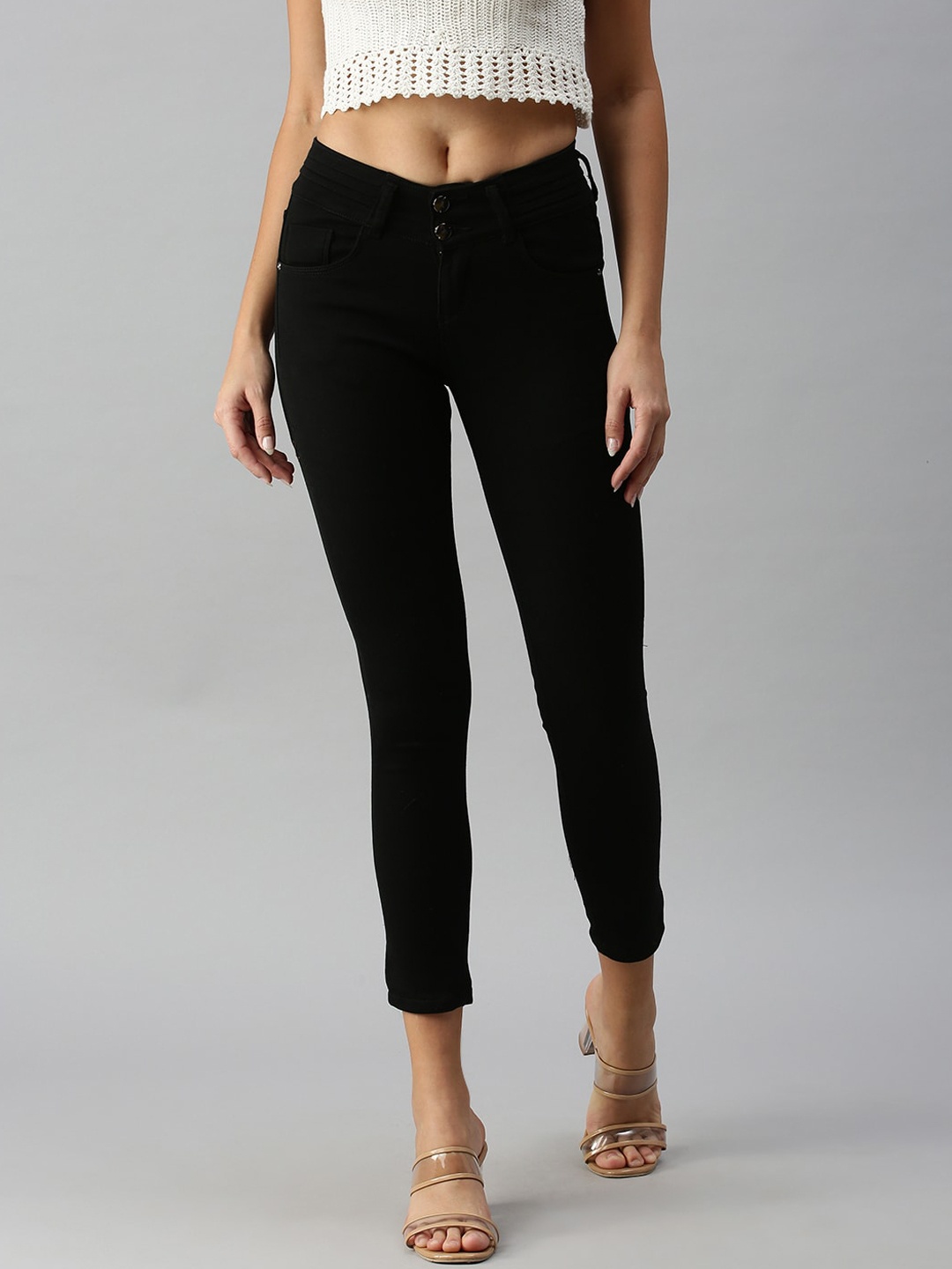 

SHOWOFF Women Black Skinny Fit High-Rise Stretchable Jeans