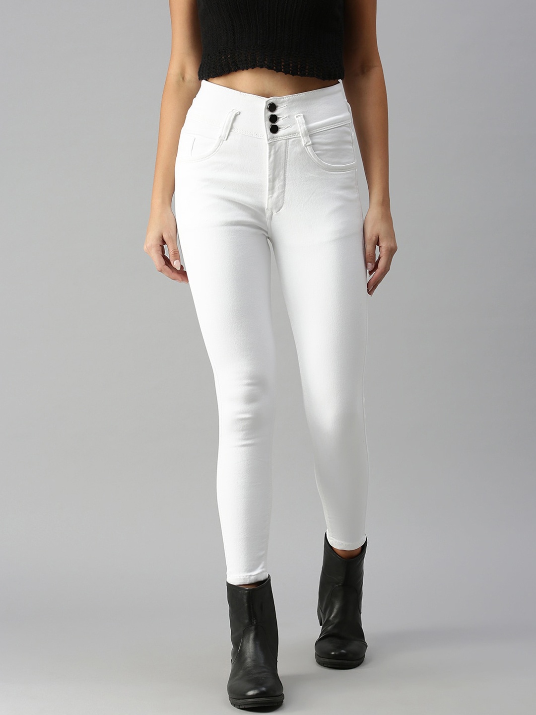 

SHOWOFF Women White Super Skinny Fit High-Rise Stretchable Jeans