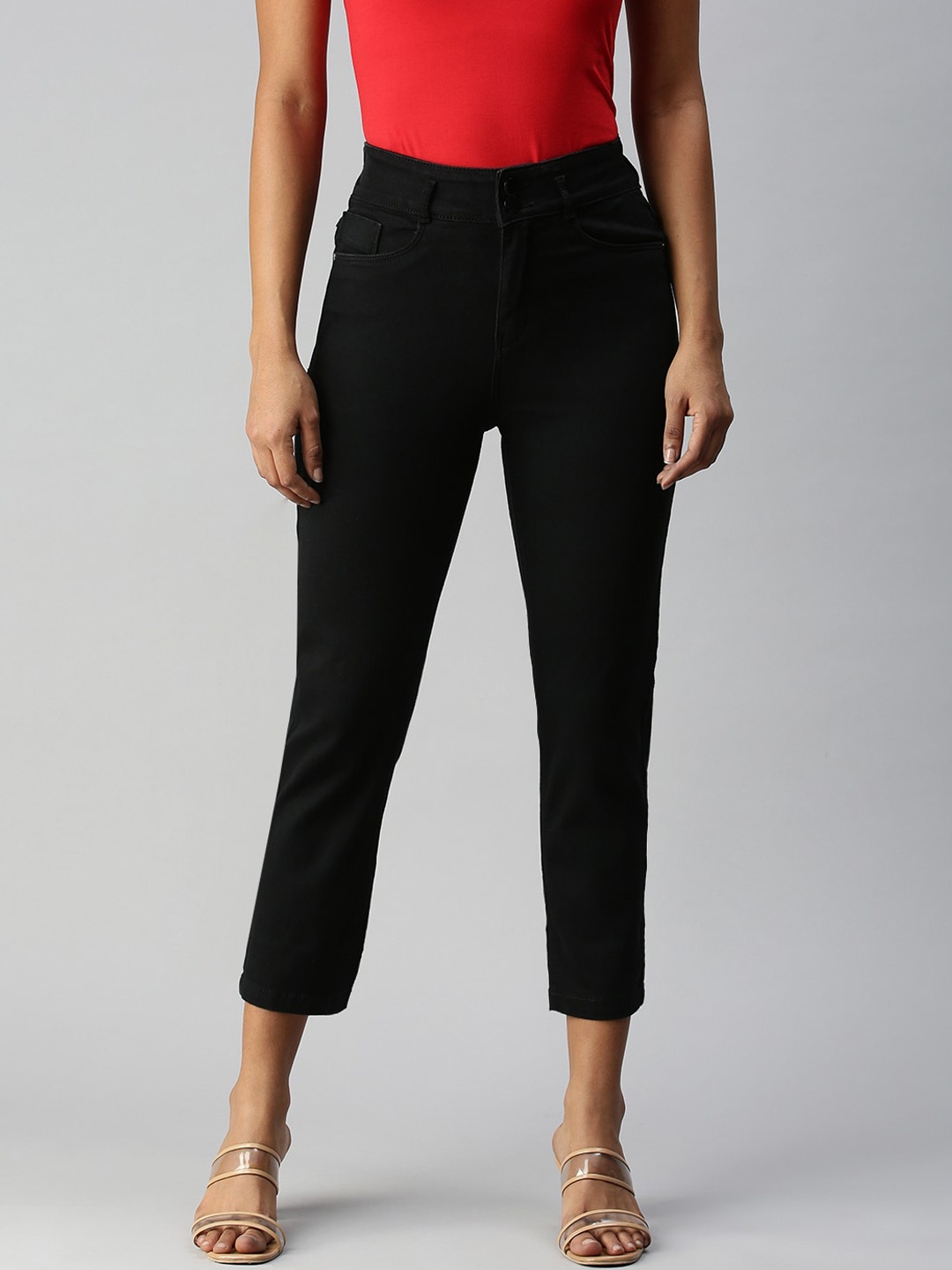 

SHOWOFF Women Black Mom Fit High-Rise Stretchable Jeans