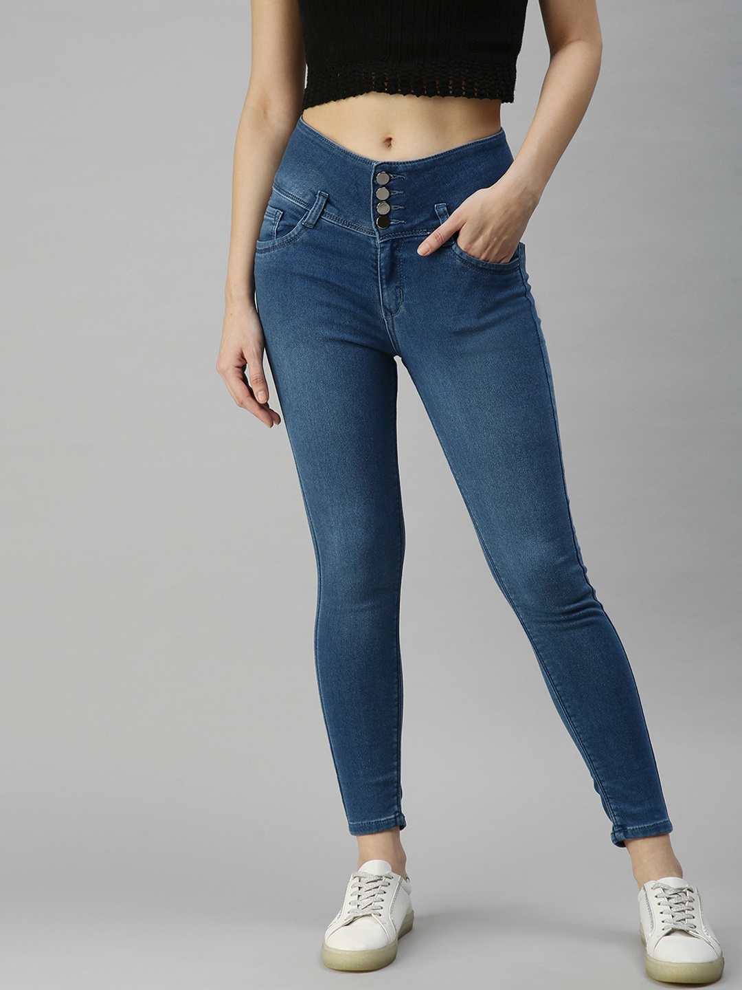 

SHOWOFF Women Blue Skinny Fit High-Rise Stretchable Jeans
