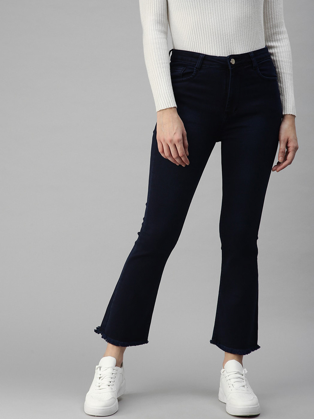 

SHOWOFF Women Navy Blue Bootcut High-Rise Stretchable Jeans