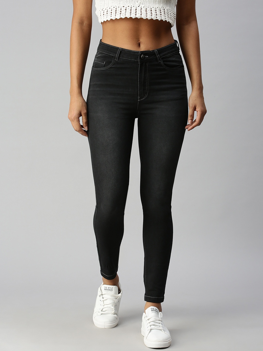 

SHOWOFF Women Black Skinny Fit High-Rise Light Fade Stretchable Jeans