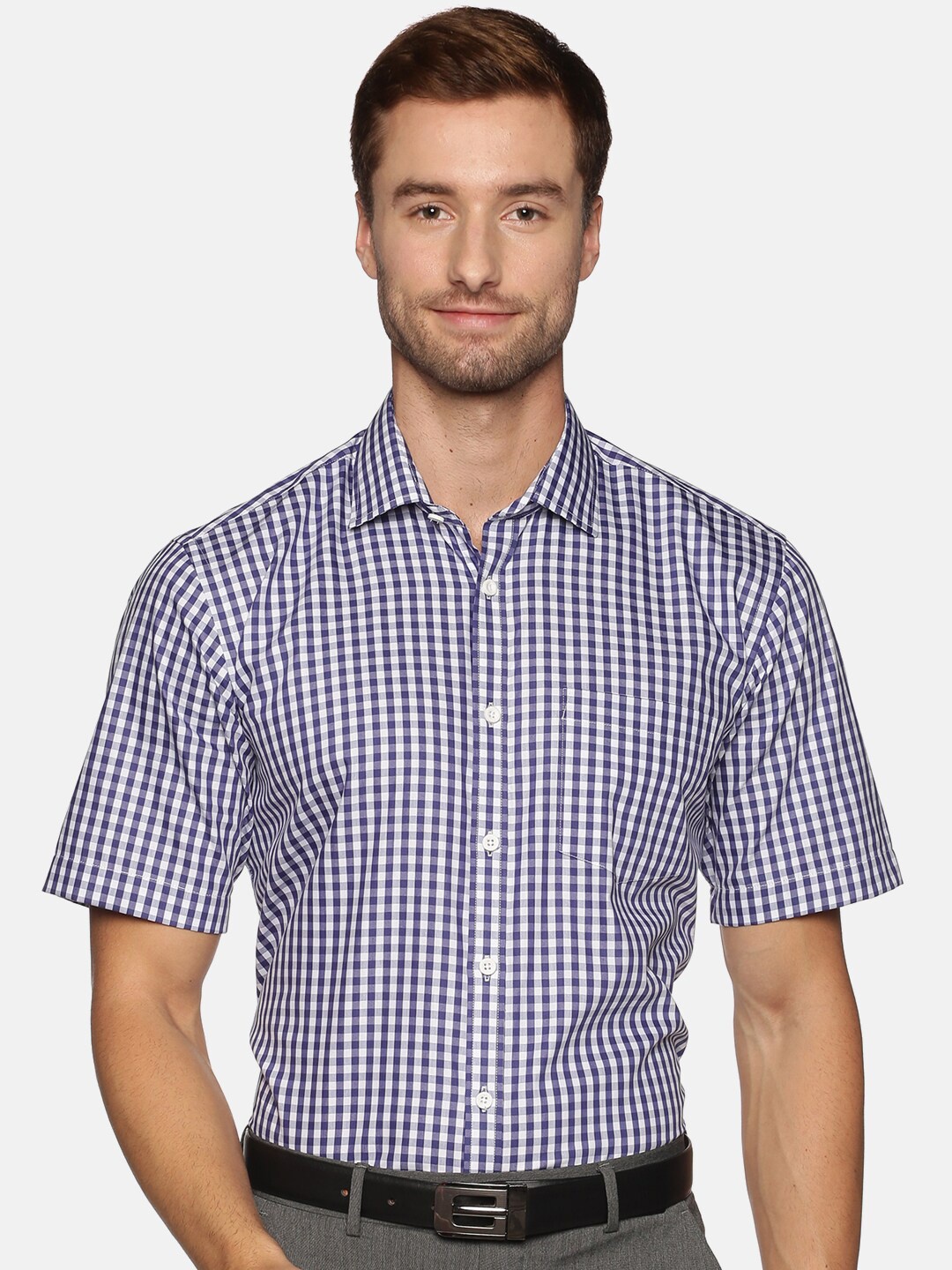 

DON VINO Men White Relaxed Gingham Checked Cotton Casual Shirt