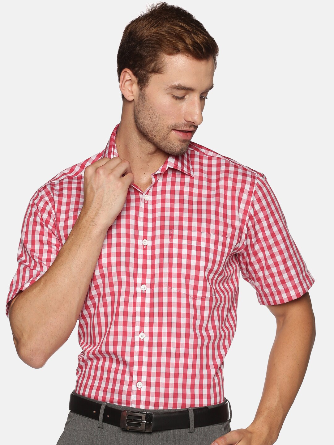 

DON VINO Men White Relaxed Gingham Checked Cotton Casual Shirt