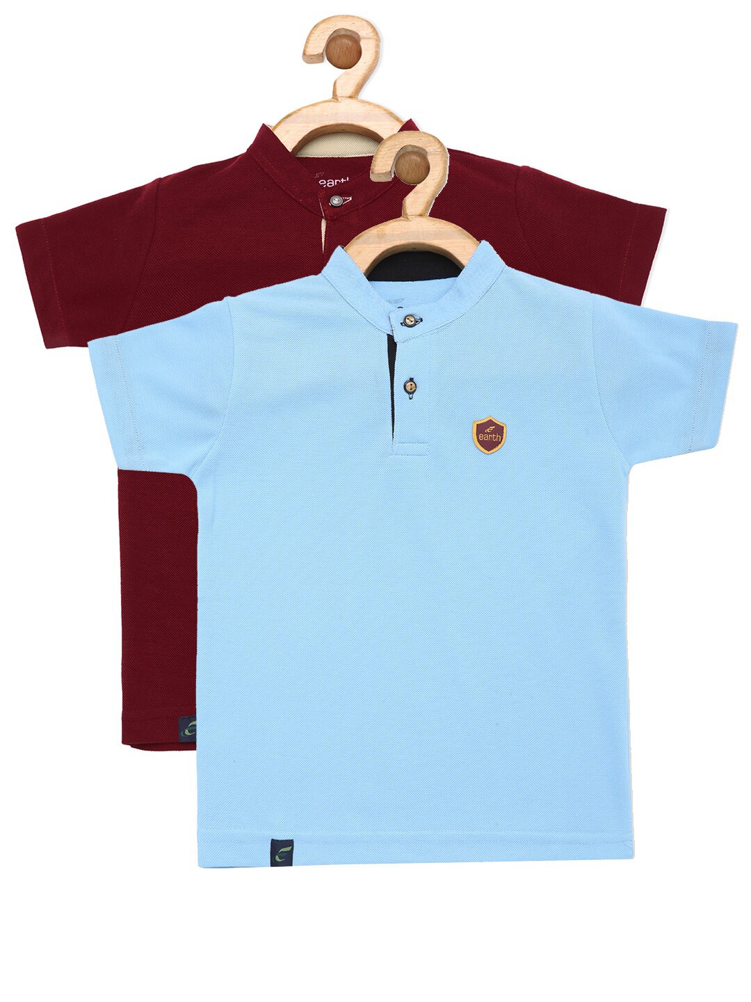 

earth conscious Boys Blue & Maroon Pack of 2 Cotton T-shirt