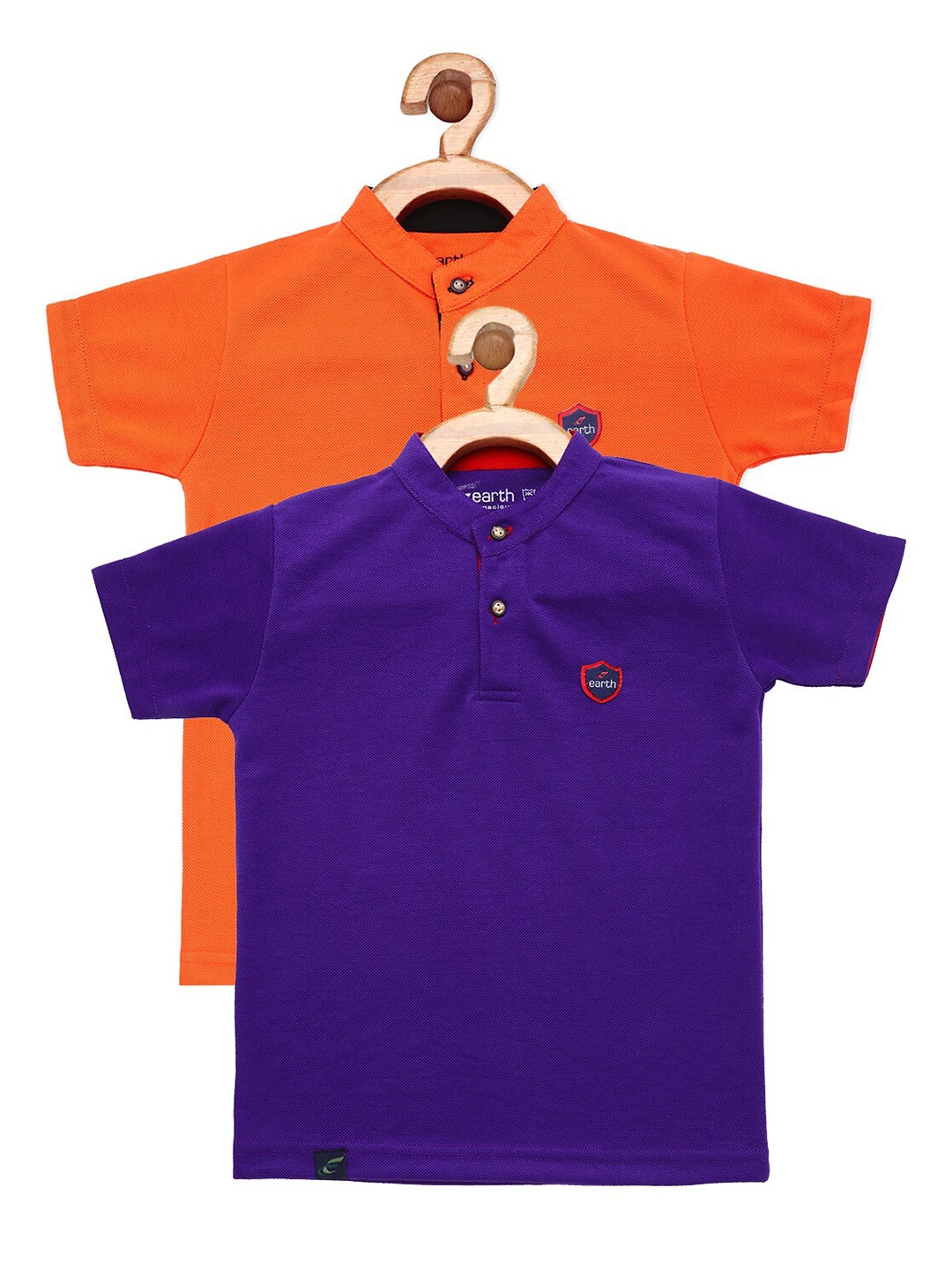 

earth conscious Boys Pack Of 2 Pure Cotton T-shirts, Orange