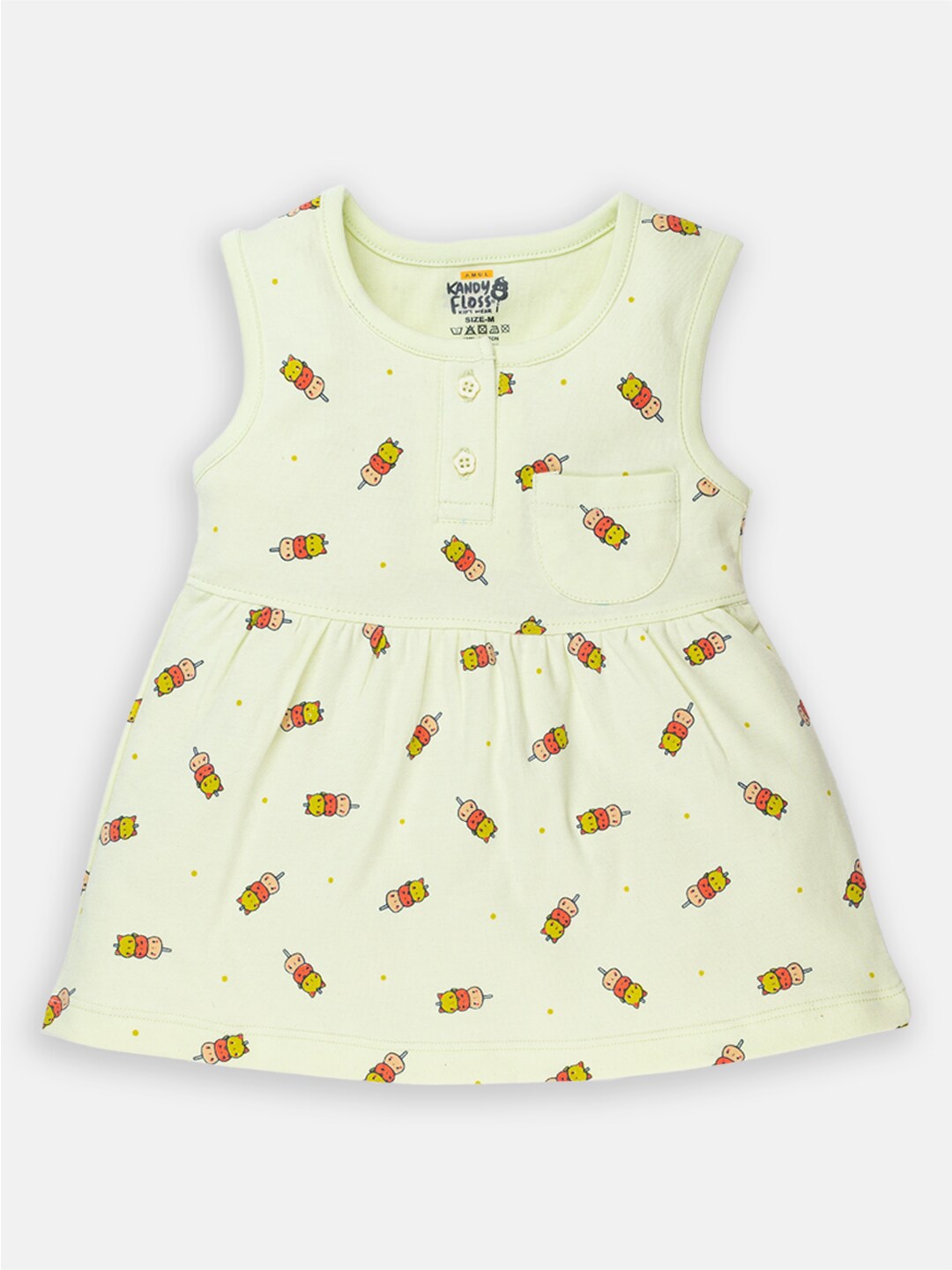 

AMUL Kandyfloss Yellow & Red Pure Cotton Dress