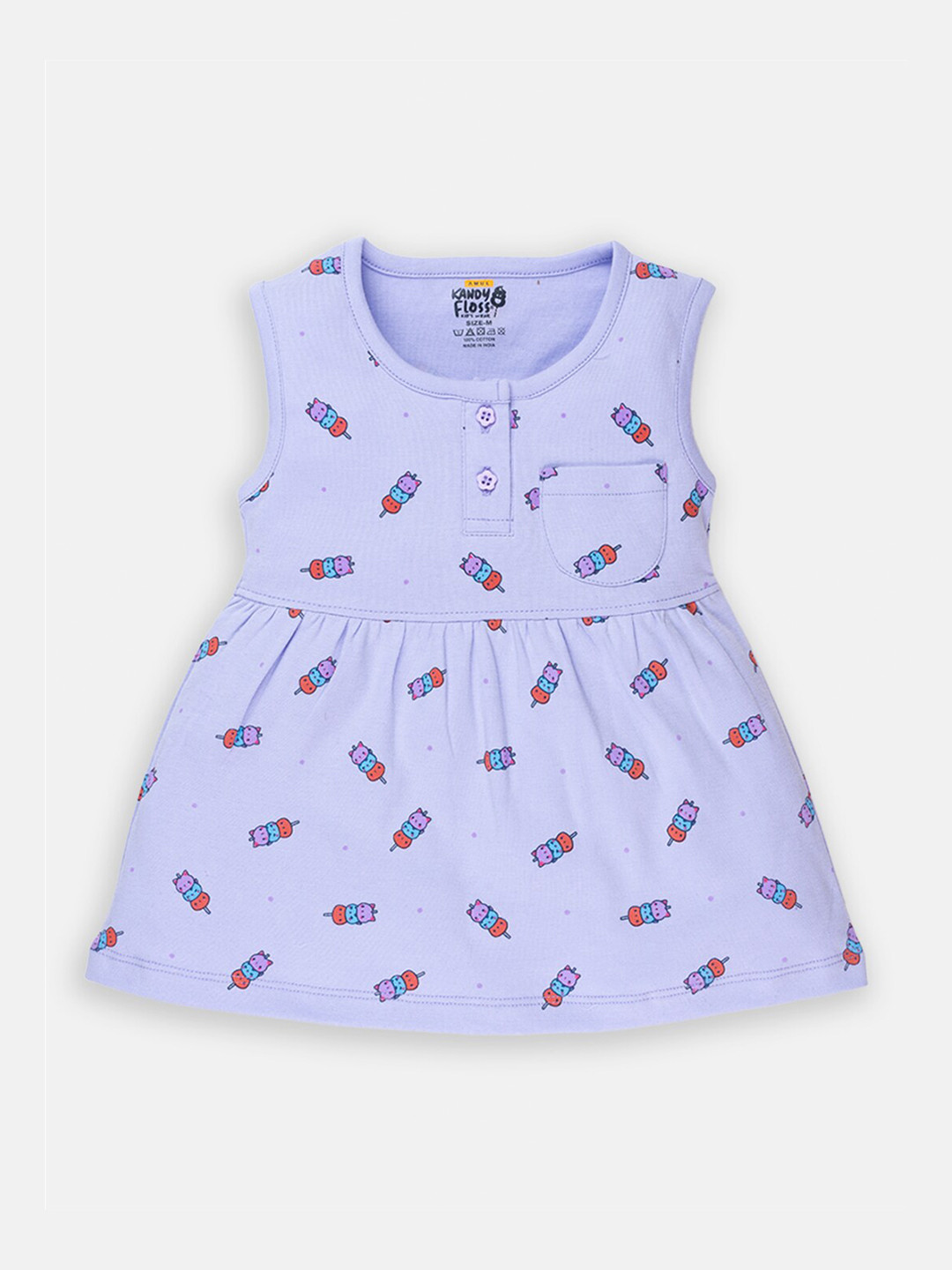 

AMUL Girls Kandyfloss Blue Printed Cotton Dress