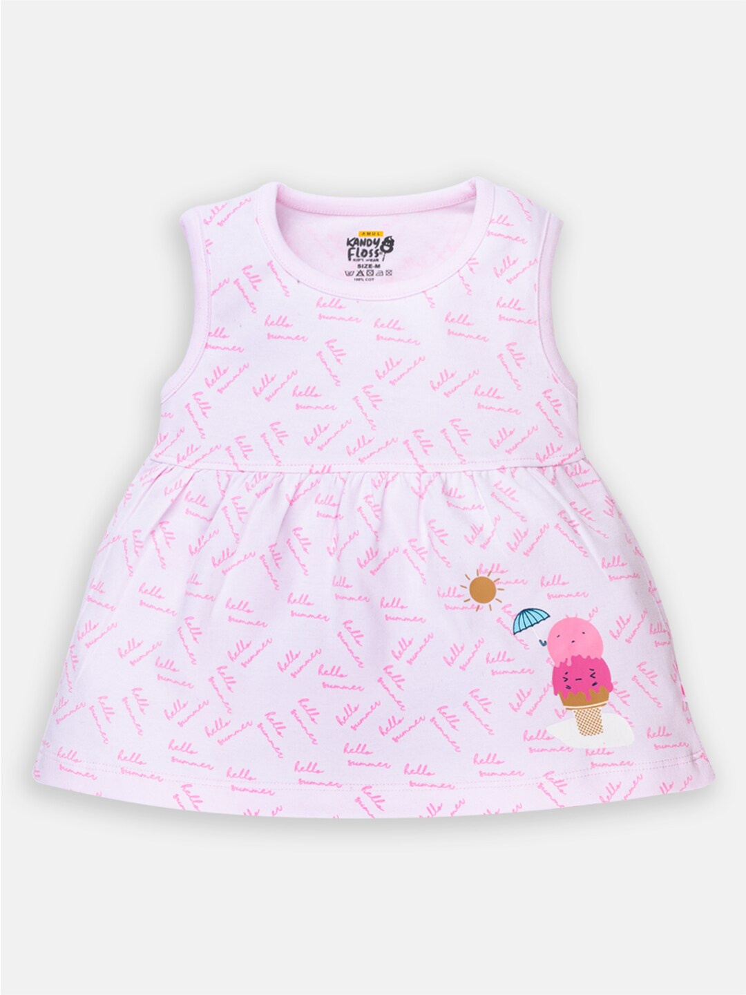 

AMUL Kandyfloss Pink & White Pure Cotton Dress