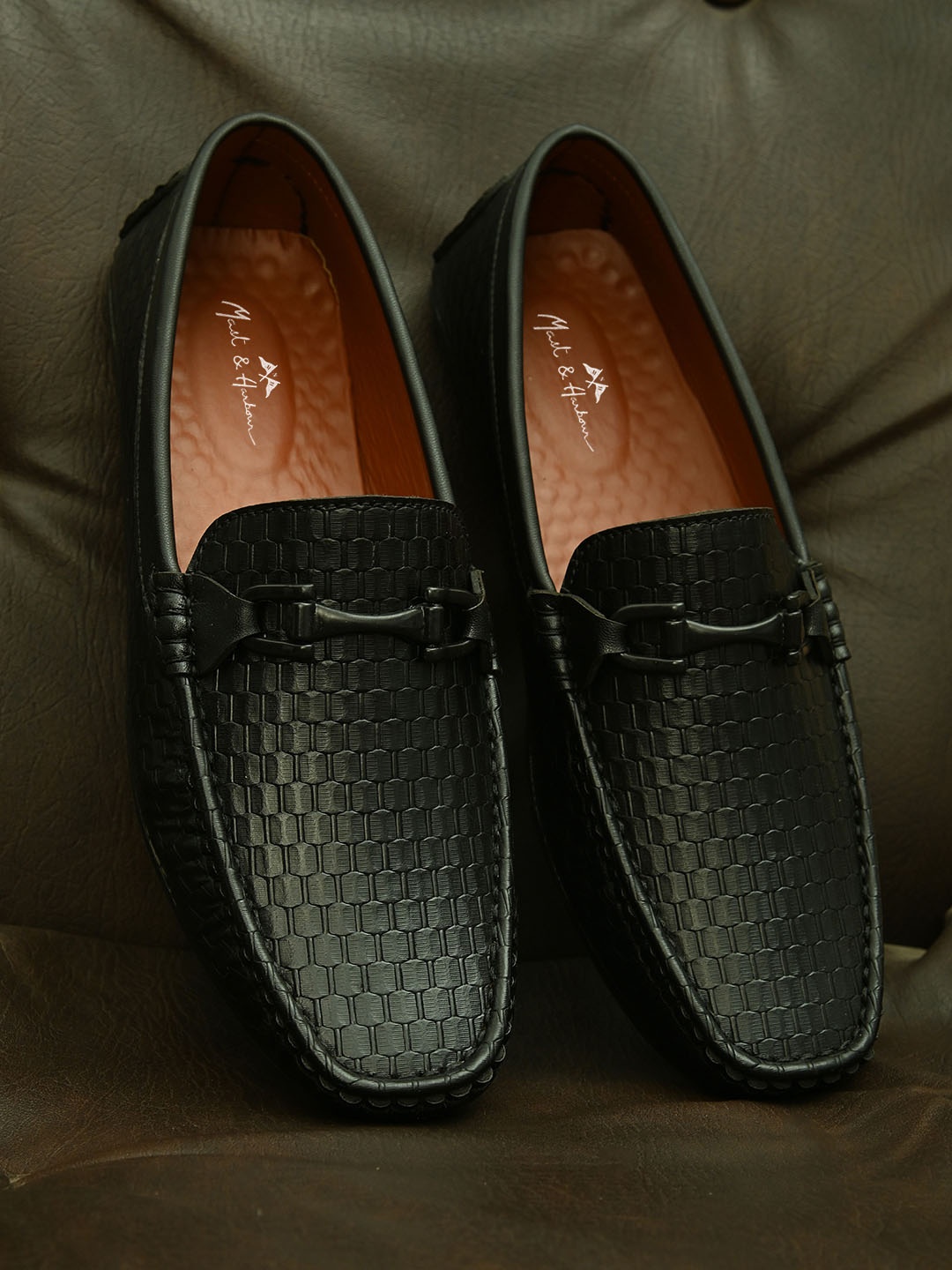 

Mast & Harbour Men Black Woven Design Lightweight Loafers