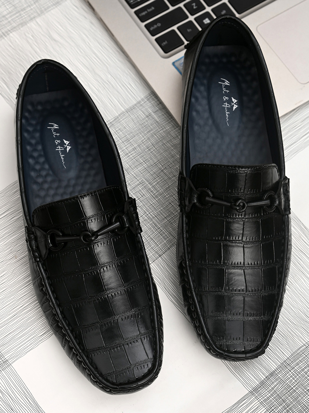 

Mast & Harbour Men Black Textured Loafers