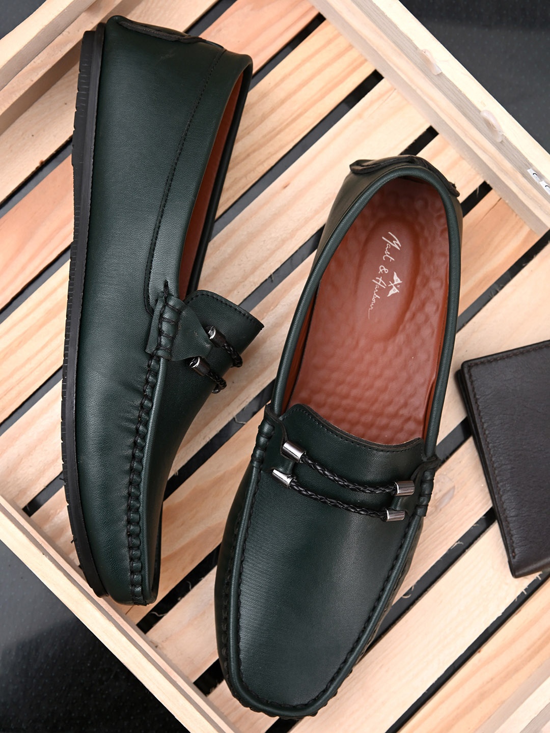 

Mast & Harbour Men Green Solid Loafers