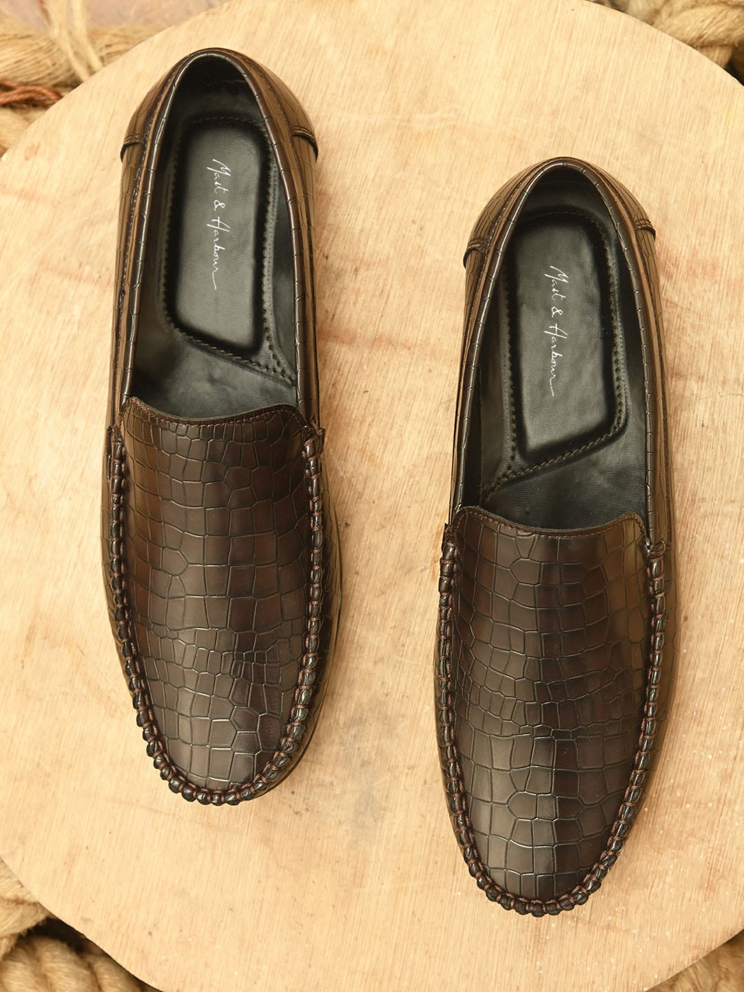 

Mast & Harbour Men Brown Textured Lightweight Loafers