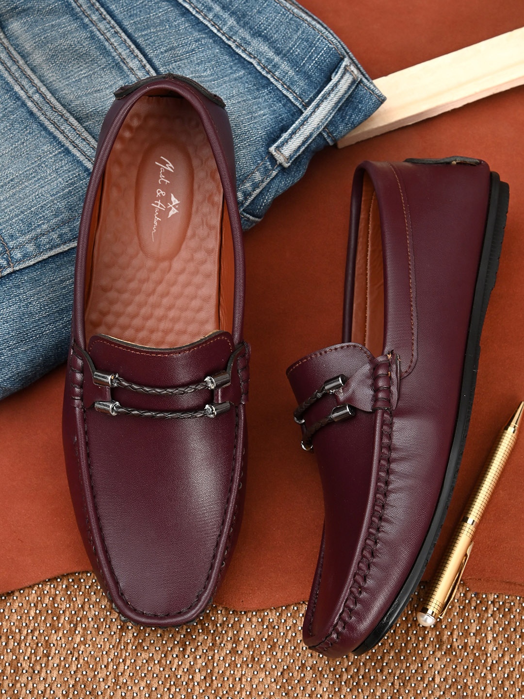 

Mast & Harbour Men Maroon Solid Loafers