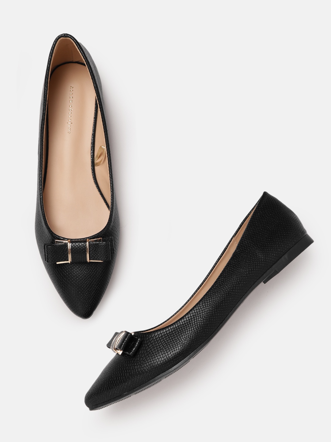 

Allen Solly Women Black Textured Ballerinas with Bow Detail