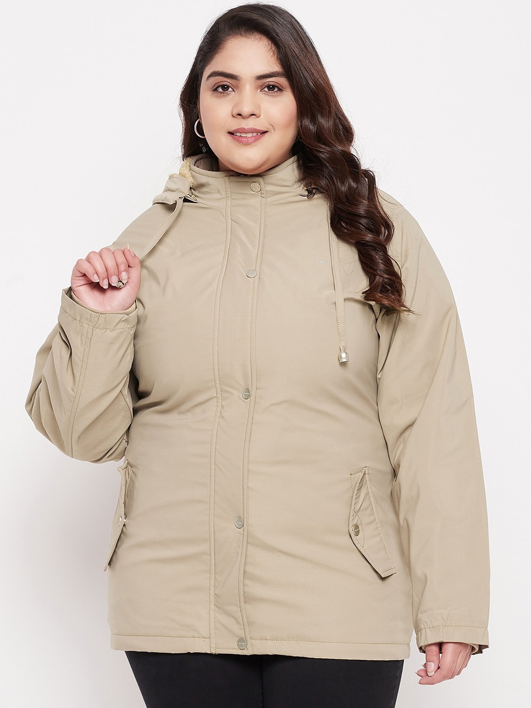 

Okane Women Cream-Coloured Lightweight Longline Padded Jacket
