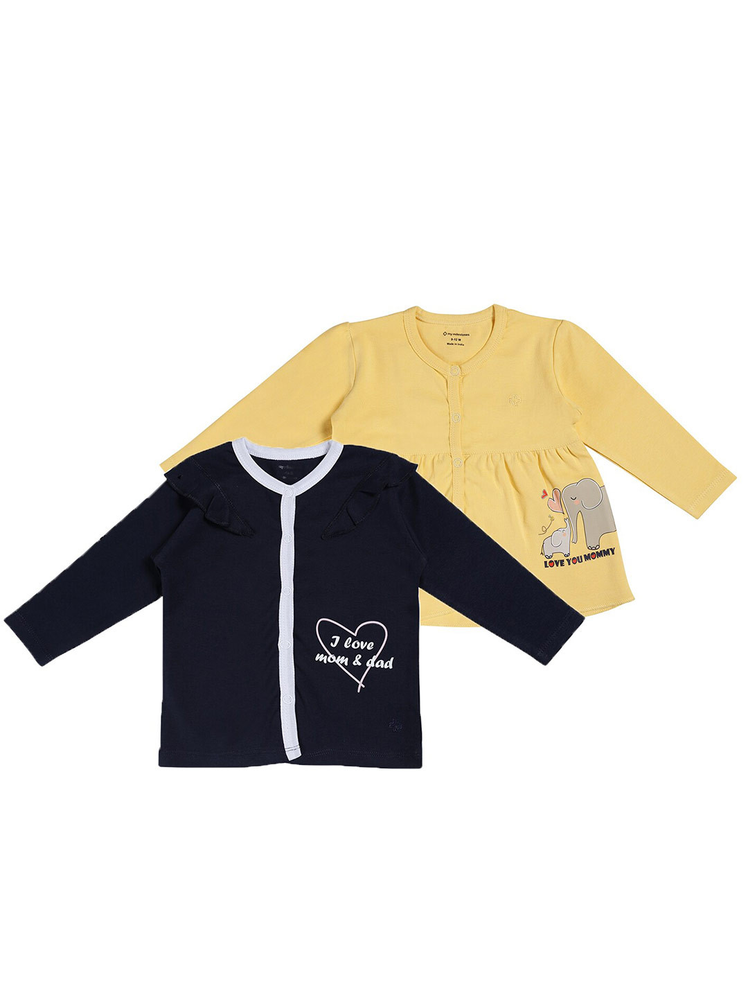 

My Milestones Infants Girls Yellow 2 V-Neck T-shirt