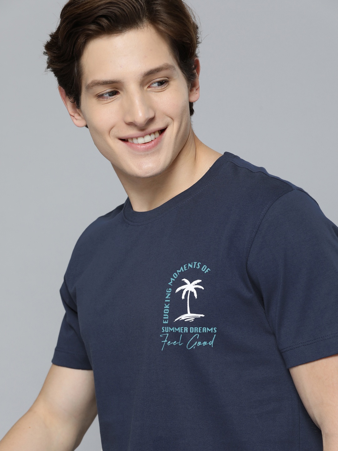 

Mast & Harbour Men Navy Blue Tropical T-shirt