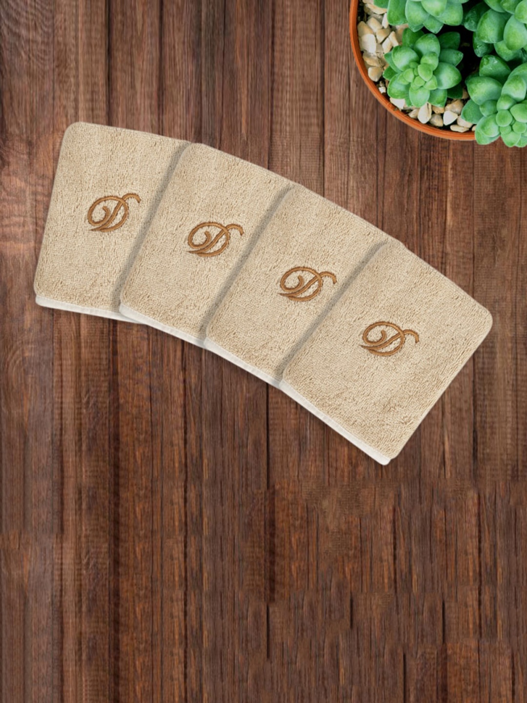 

LUSH & BEYOND Set Of 4 500 GSM Pure Cotton Face Towels, Beige