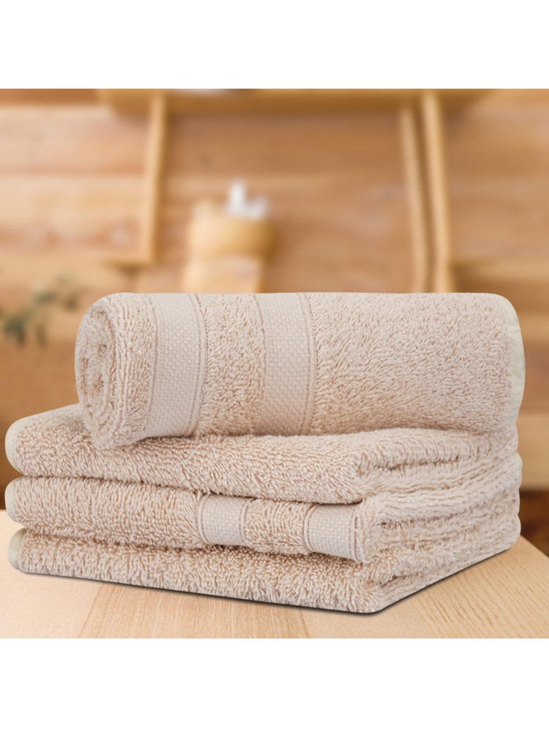 

LUSH & BEYOND Pack Of 4 Solid Pure Cotton 500GSM Face Towel, Beige