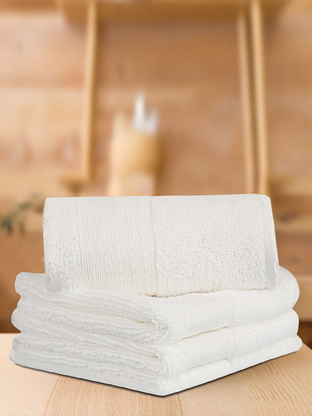 

LUSH & BEYOND Set of 4 White 500 GSM Pure Cotton Face Towels