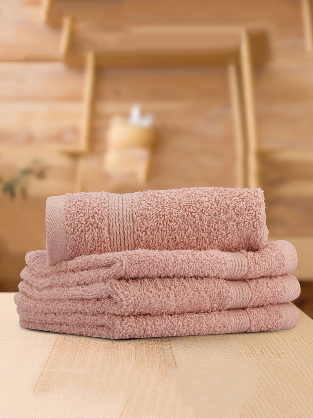 

LUSH & BEYOND Set Of 4 500 GSM Pure Cotton Face Towels, Pink