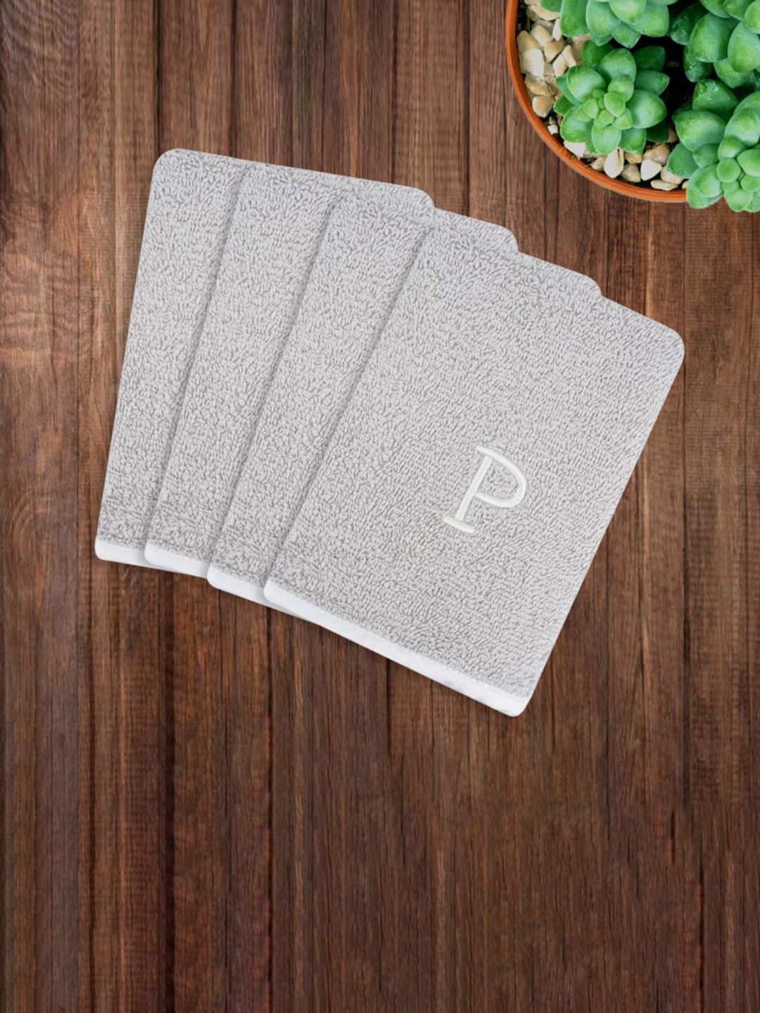 

LUSH & BEYOND Unisex Grey Pack Of 4 Solid Pure Cotton 500 GSM Face Towel