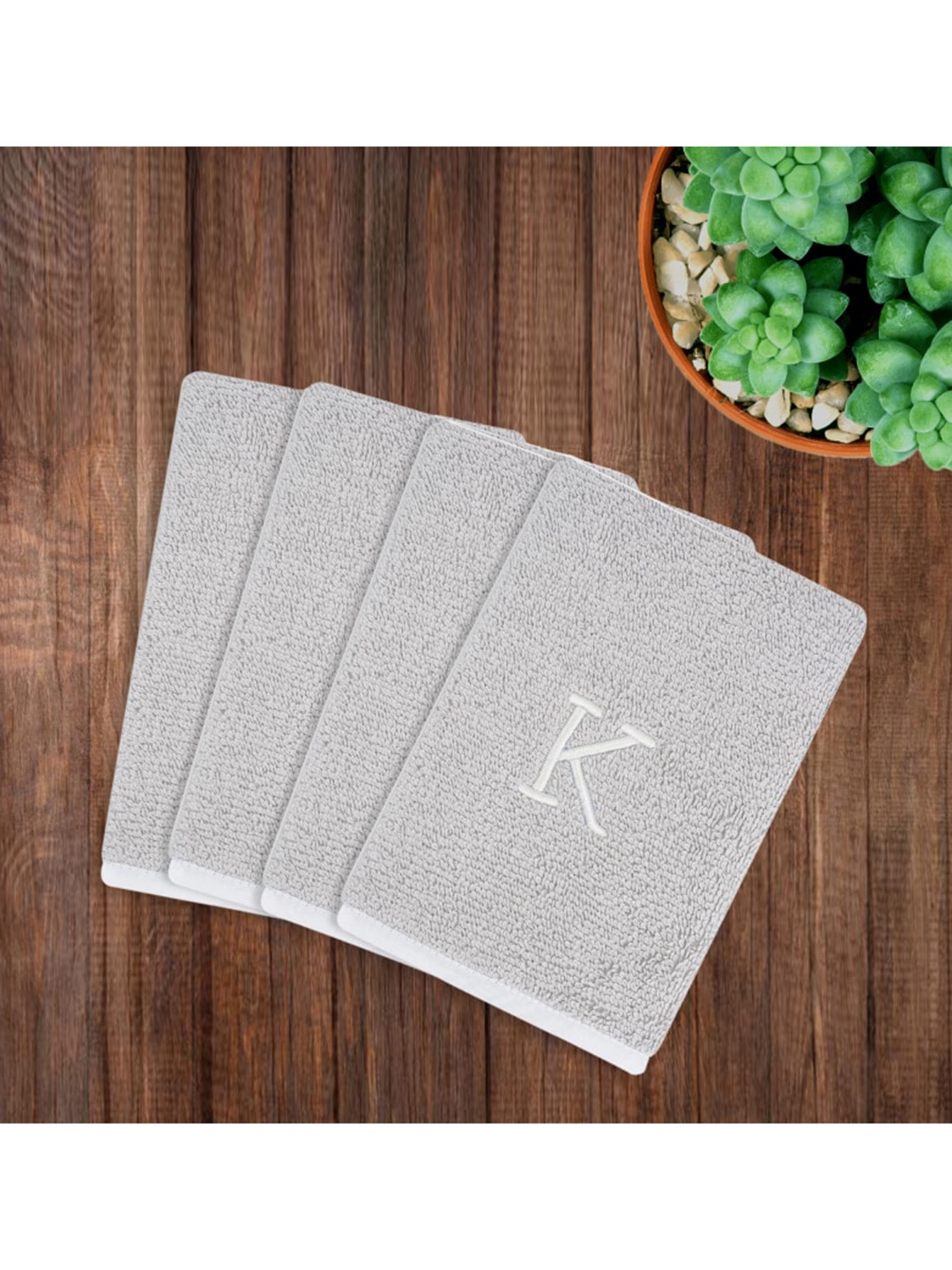 

LUSH & BEYOND Set Of 4 Solid 500 GSM Pure Cotton Face Towels, Grey