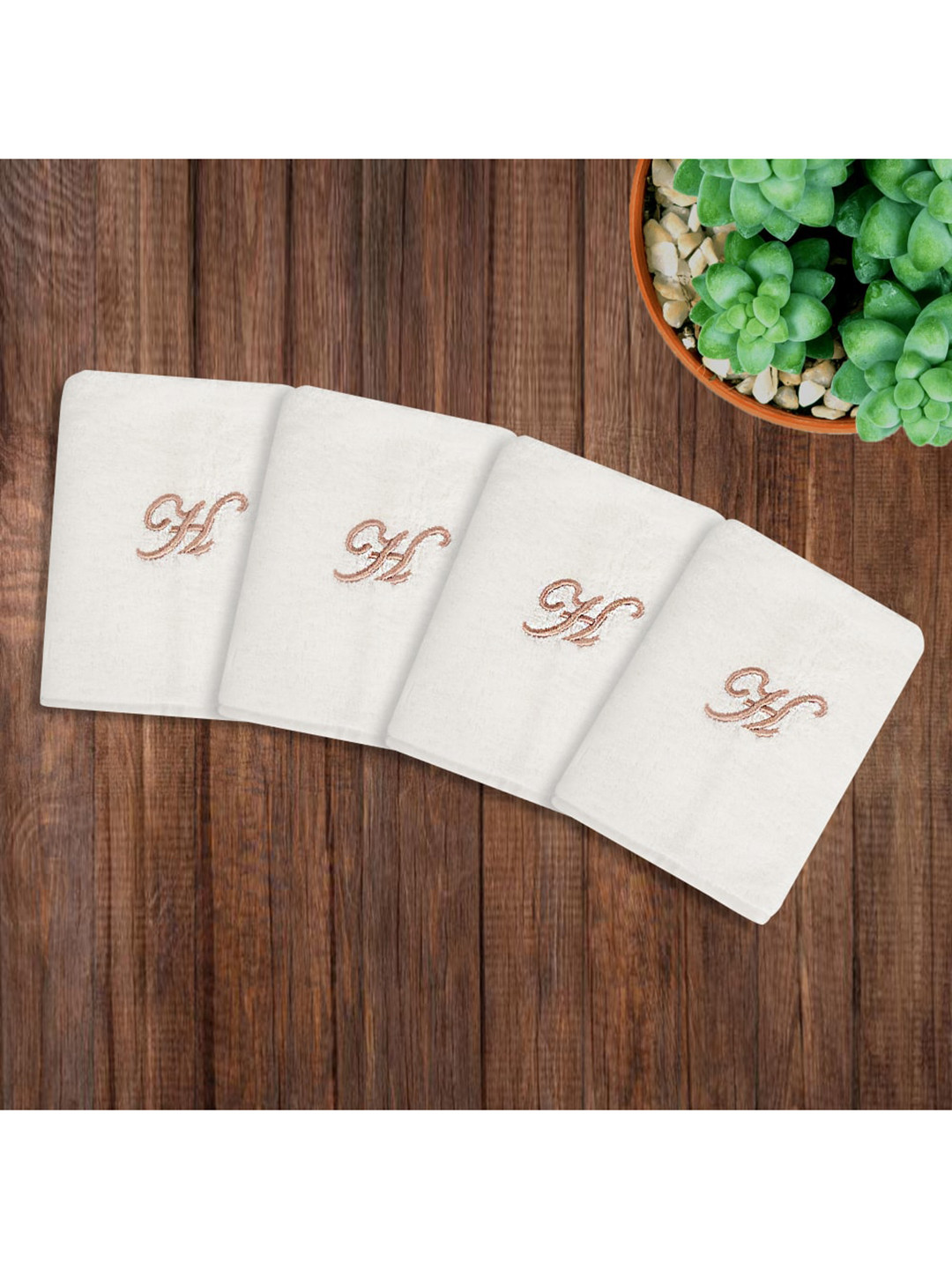 

LUSH & BEYOND Set Of 4 White Solid 500 GSM Pure Cotton Face Towels