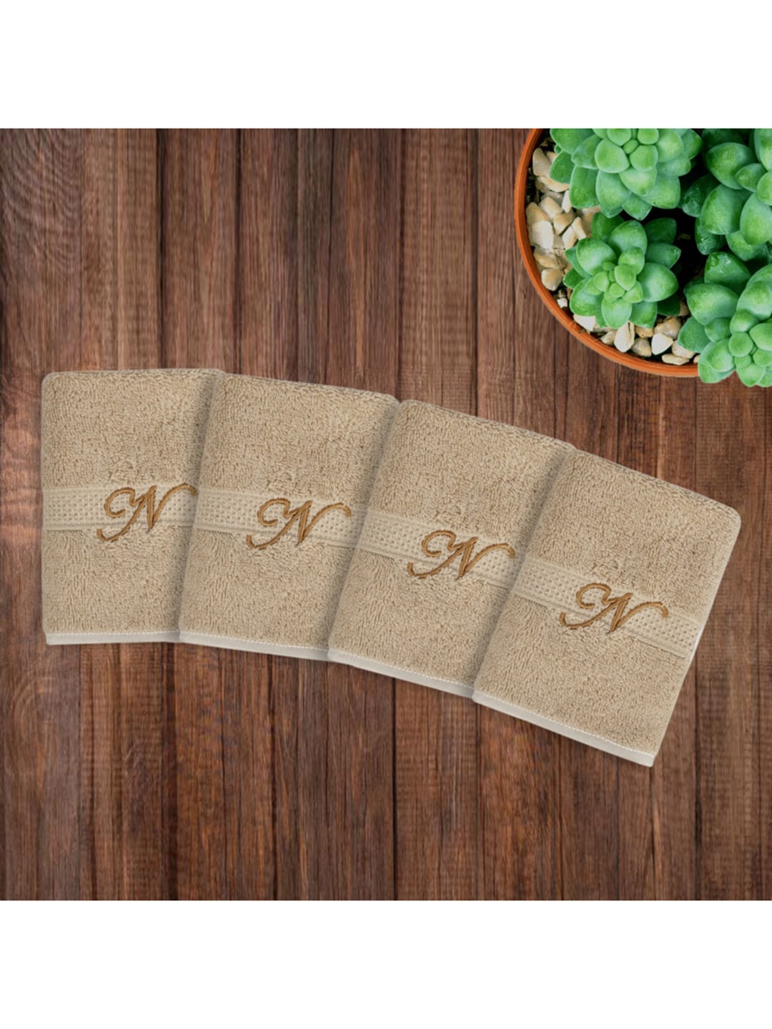 

LUSH & BEYOND Set of 4 Beige Pure Cotton Face Towels