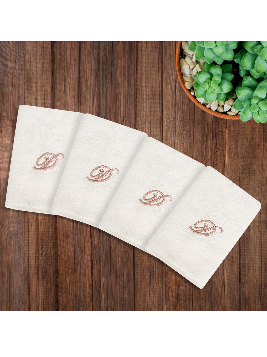 

LUSH & BEYOND Set Of 4 Solid 500 GSM Pure Cotton Face Towels, White
