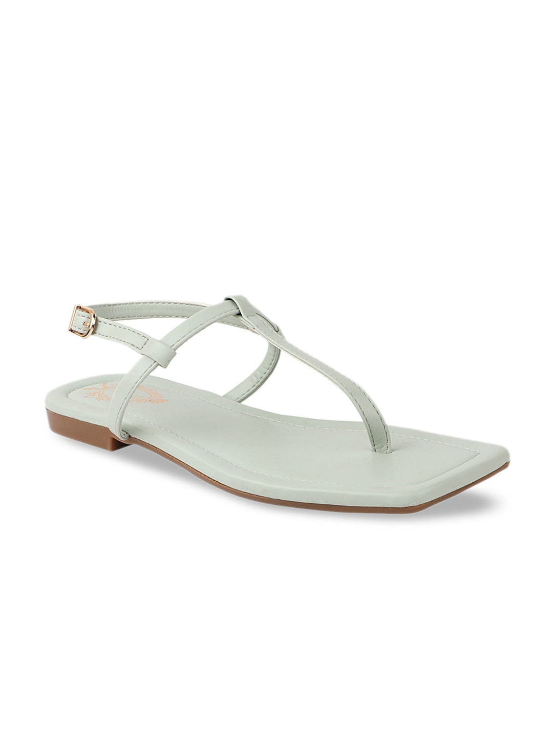 

Shoetopia Women Green T-Strap Flats with Buckles
