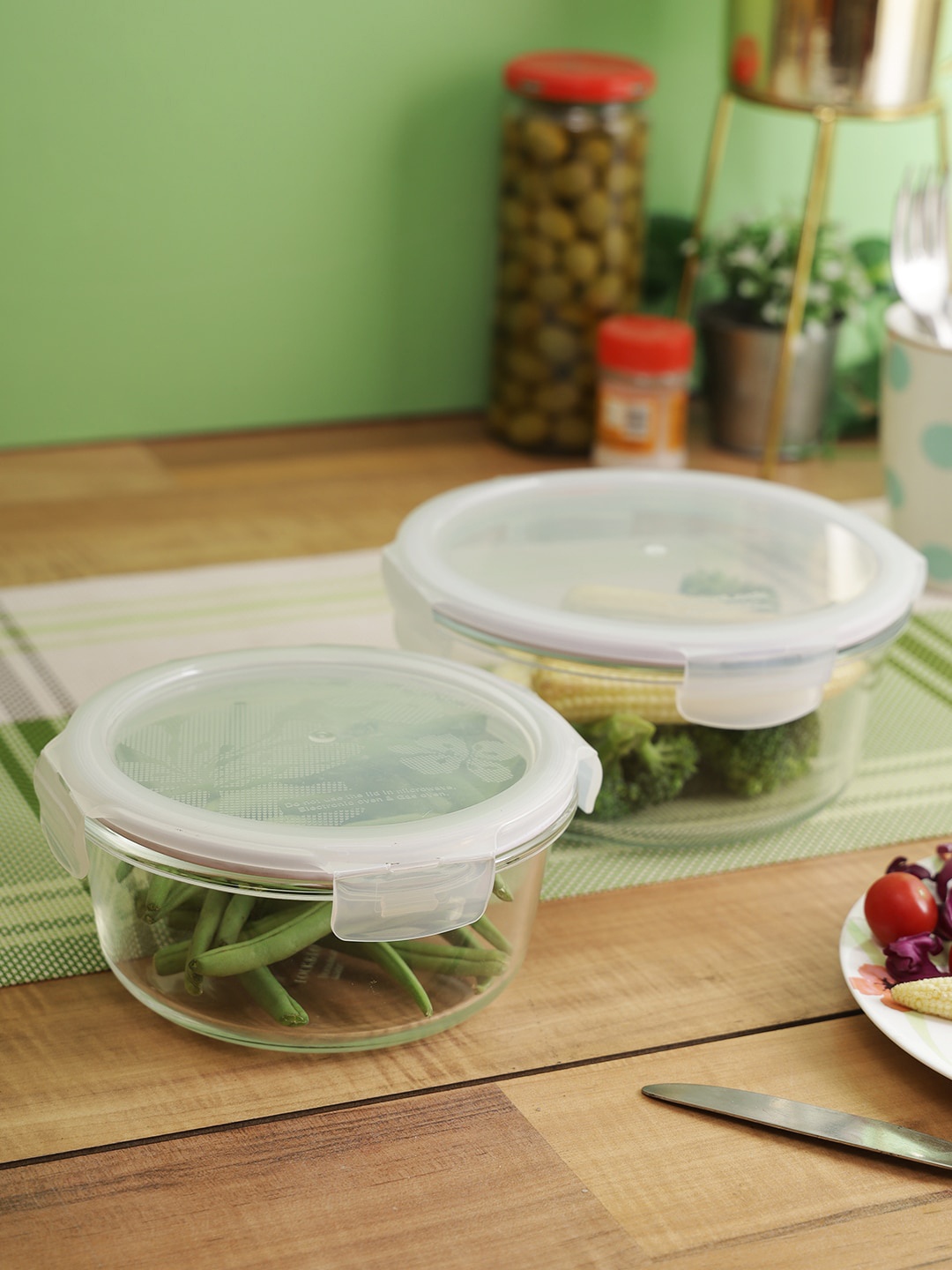 

Lock & Lock Set Of 2 Transparent Solid Borosilicate Glass Airtight Food Storage Containers