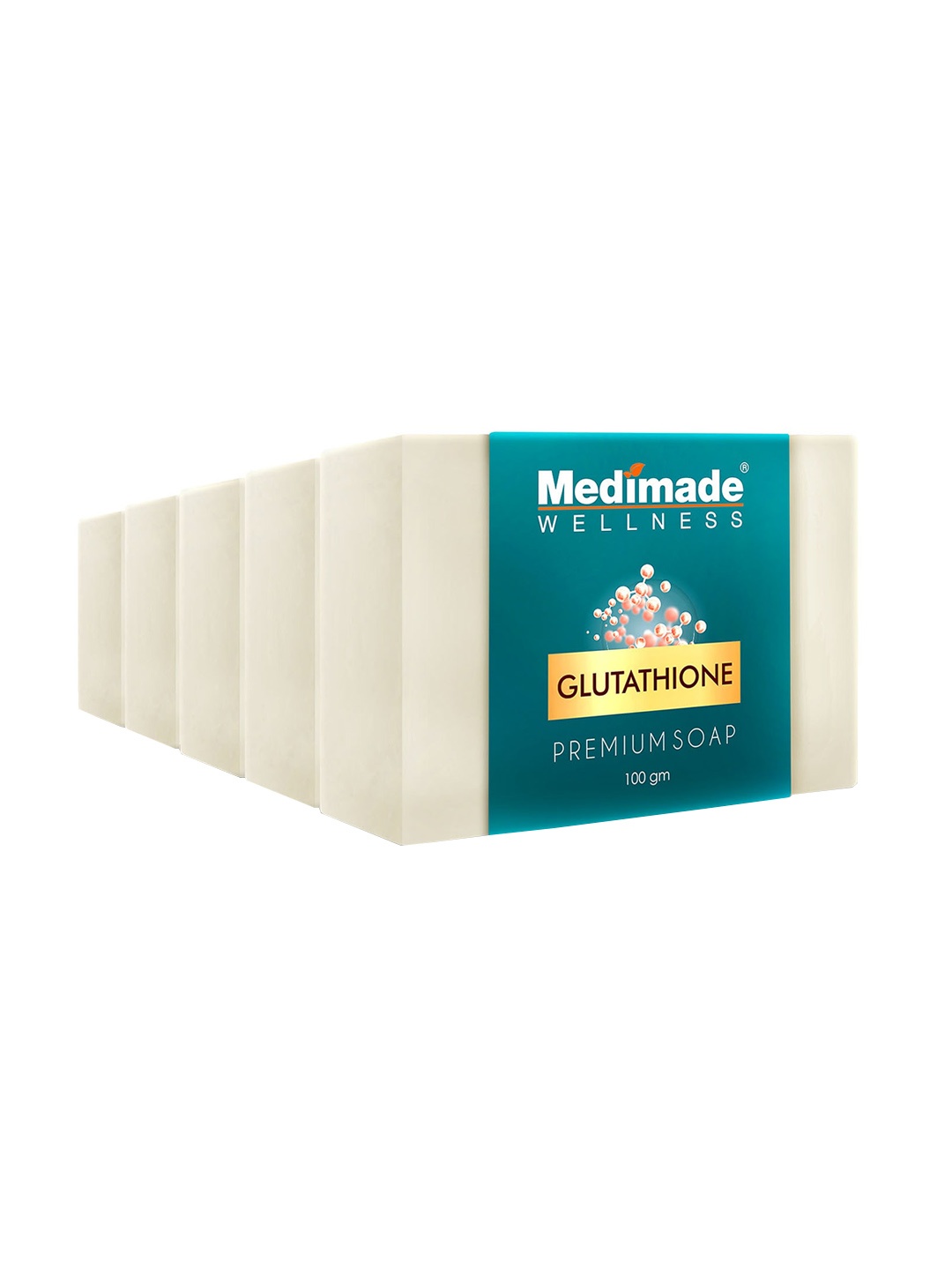 

Medimade Set of 5 Unisex Glutathione Premium Facial Soap - 100 g Each, Off white