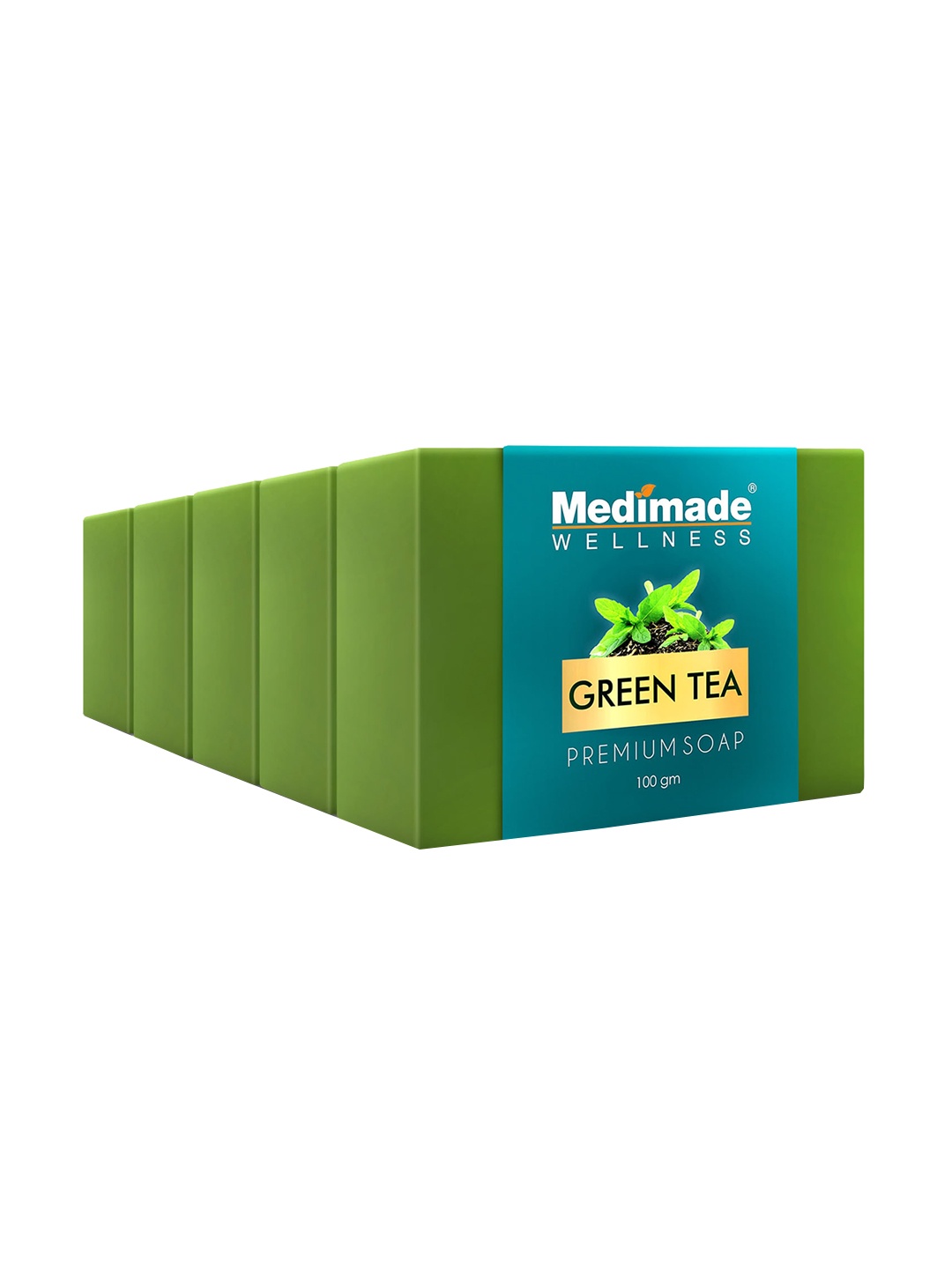 

Medimade Set of 5 Green Tea Premium Facial Soap For Skin Purification to Reduce Redness