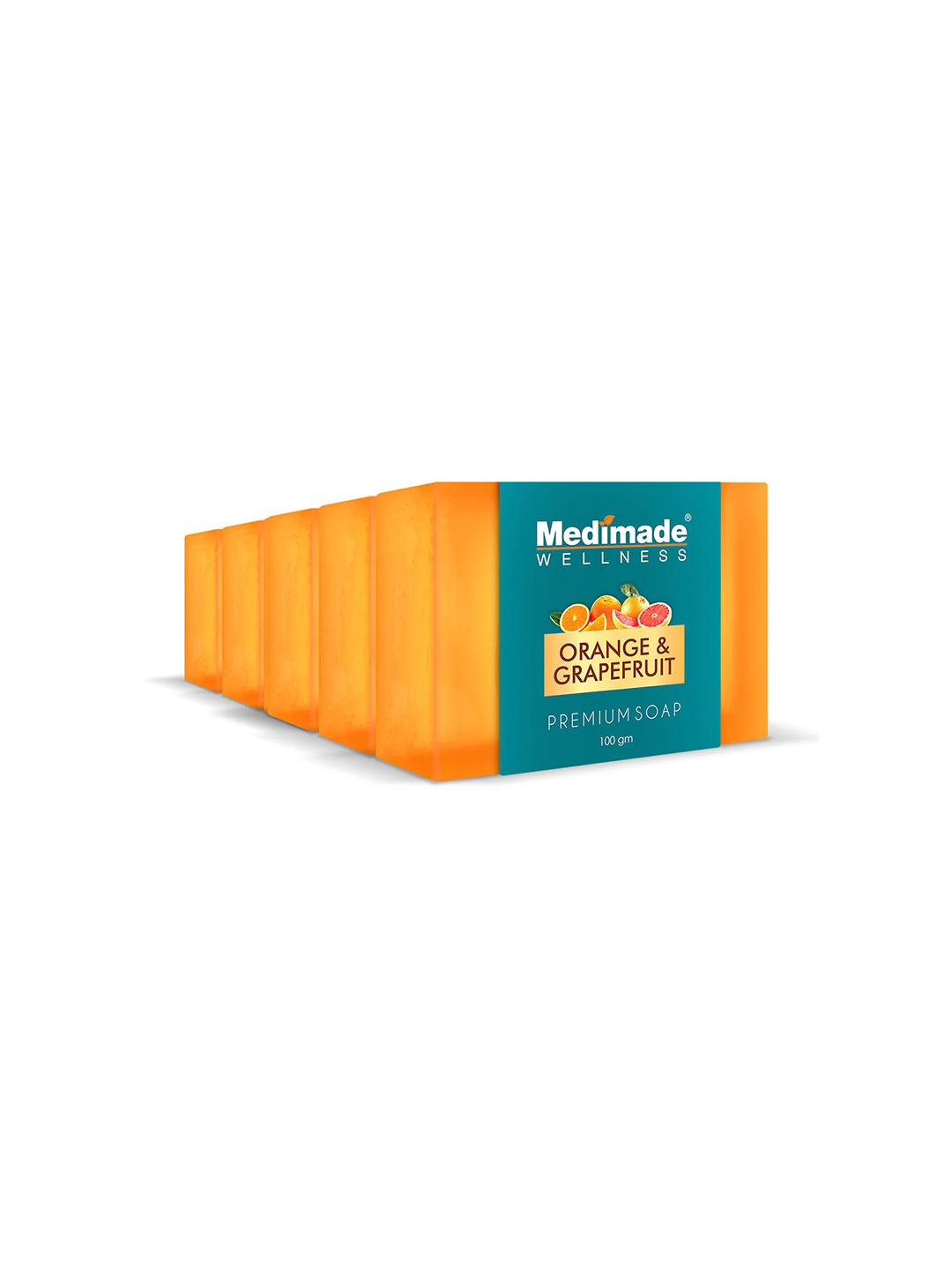 

Medimade Set of 5 Orange & Grapefruit Premium Facial Soap to Promotes Even Skin-100g Each