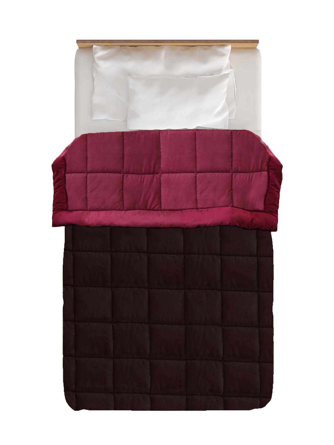 

MYTRIDENT Maroon Black AC Room 120 GSM Single Bed Reversible Urban Comfort Comforter