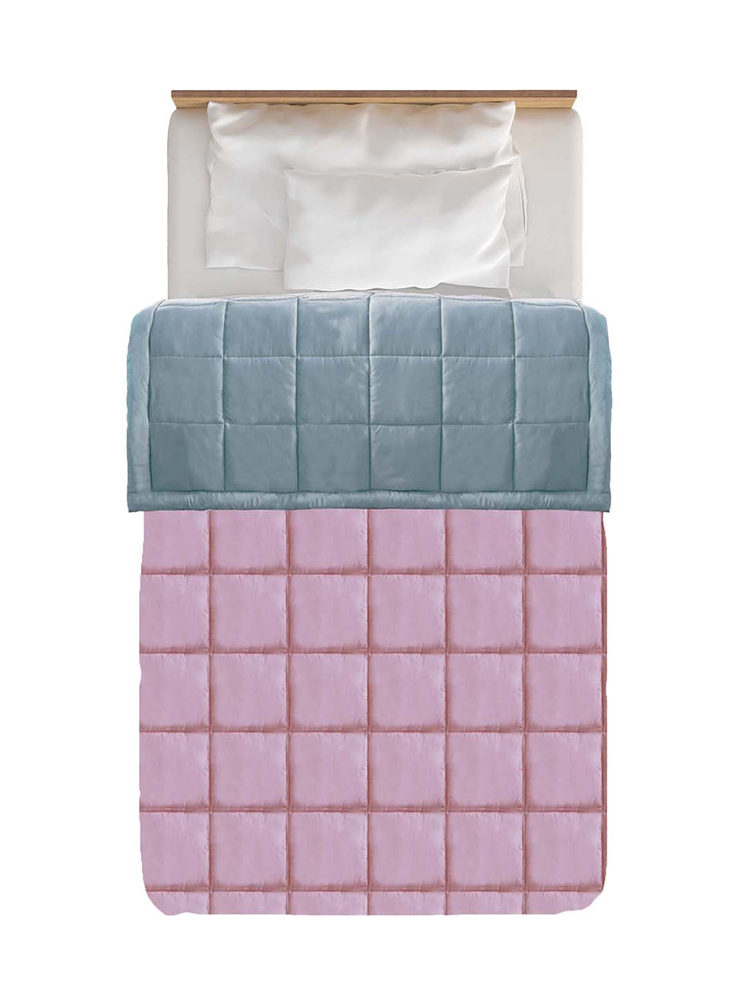 

MYTRIDENT Blue Pink AC Room 120 GSM Single Bed Reversible Comforter